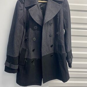 Apostrophe Women's Black and Gray Pea Coat